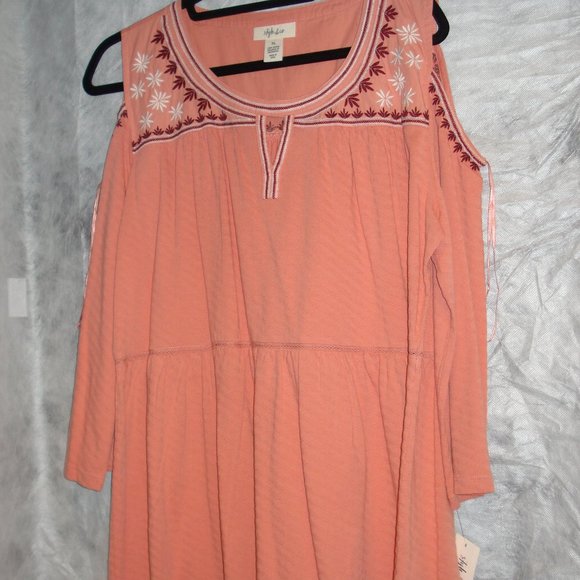 Style & Co Embroidered Cold-Shoulder Top - Picture 2 of 5